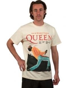 Queen Live At Wembley 1986 Tee in Off White