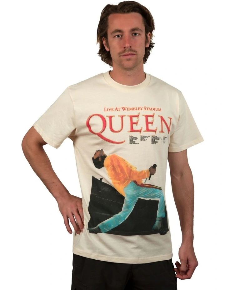 Queen Live At Wembley 1986 Tee in Off White image 1
