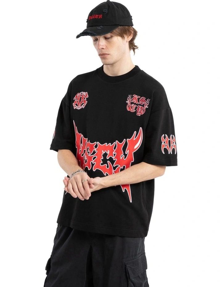 Hustler Loopback Street Tee in Black image 3