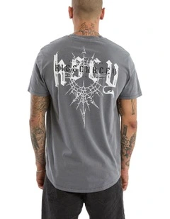 Winged Dual Curved Tee in Grey