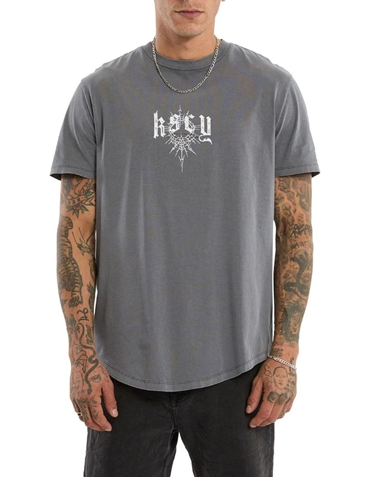 Winged Dual Curved Tee in Grey image 3