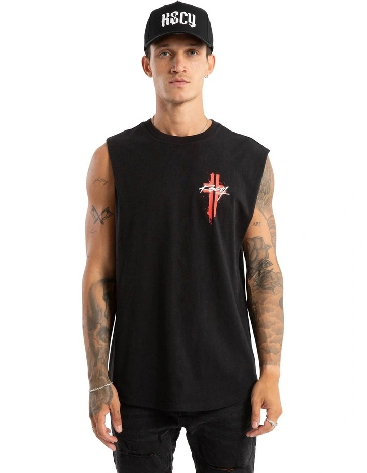 Letdown Dual Curved Muscle Tank in Black image 2