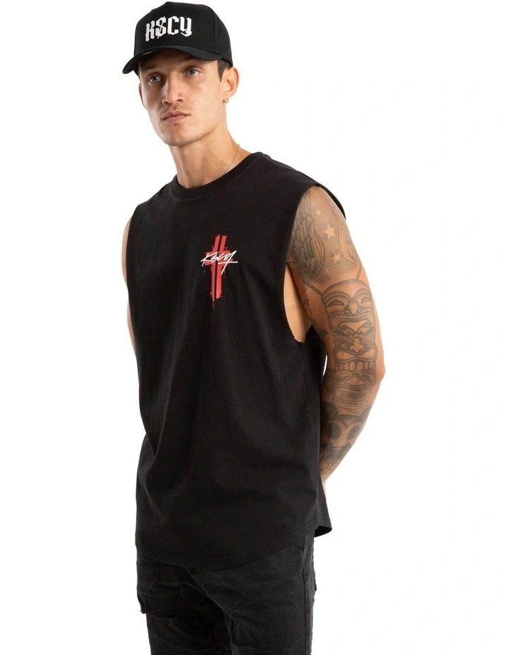 Letdown Dual Curved Muscle Tank in Black image 3