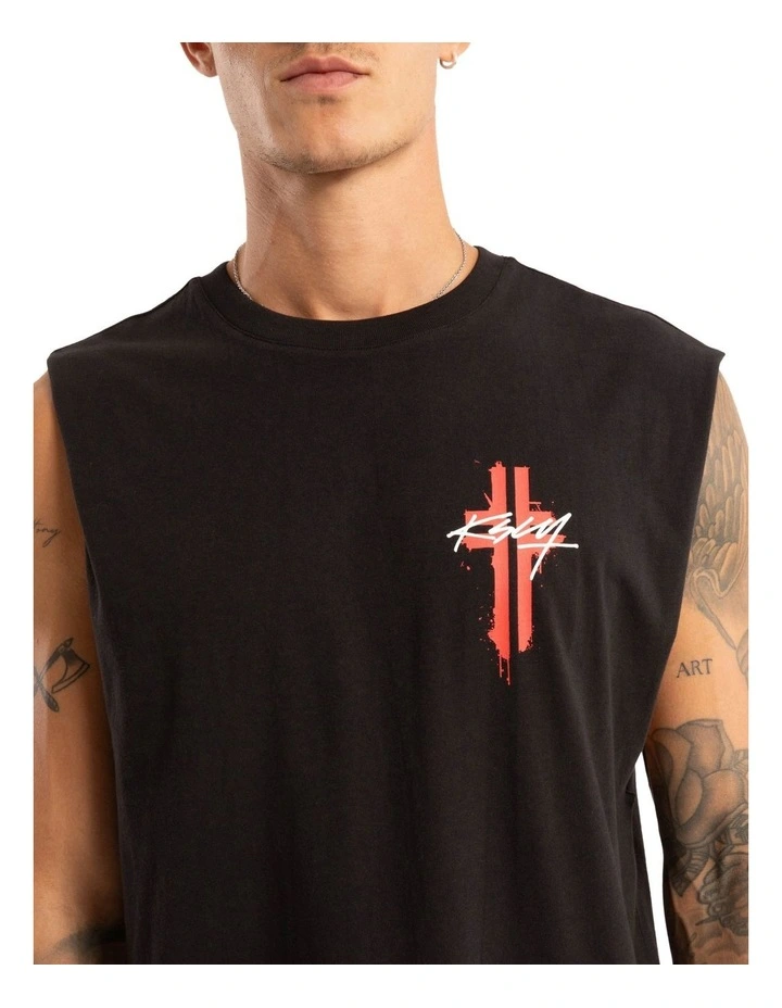 Letdown Dual Curved Muscle Tank in Black image 4