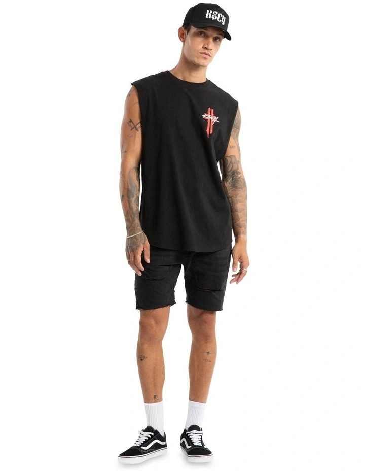 Letdown Dual Curved Muscle Tank in Black image 5