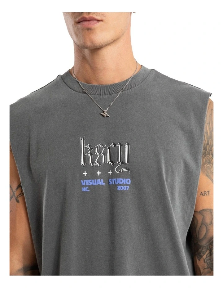 Studio Relaxed Muscle Tank in Grey image 4