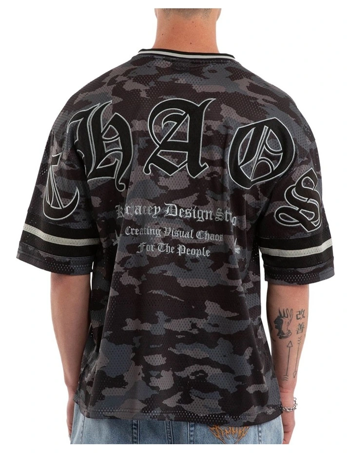 Pierced Football Jersey Tee in Black image 1