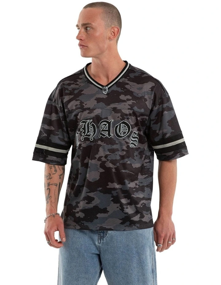 Pierced Football Jersey Tee in Black image 1