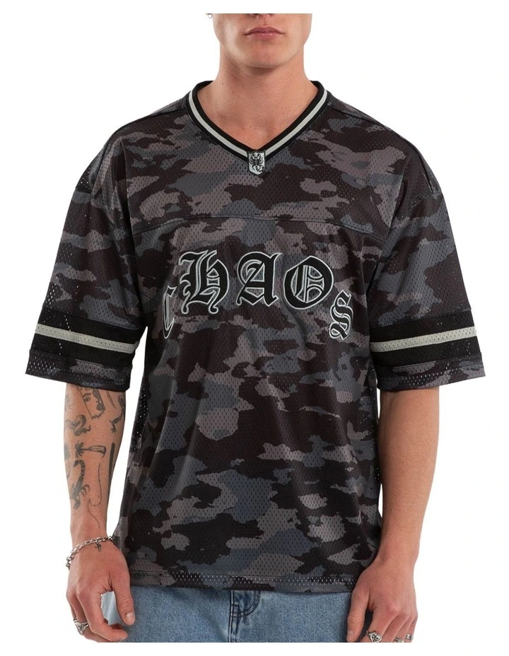 Pierced Football Jersey Tee in Black image 2