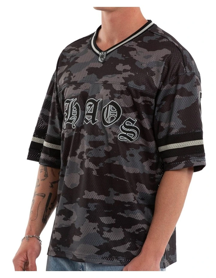 Pierced Football Jersey Tee in Black image 3