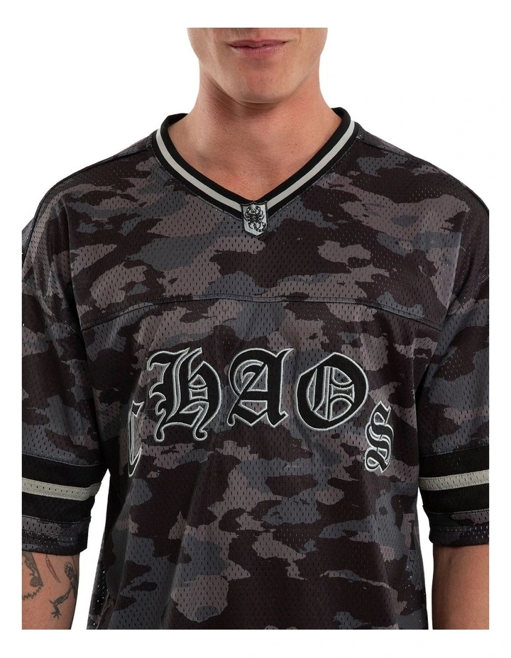 Pierced Football Jersey Tee in Black image 4