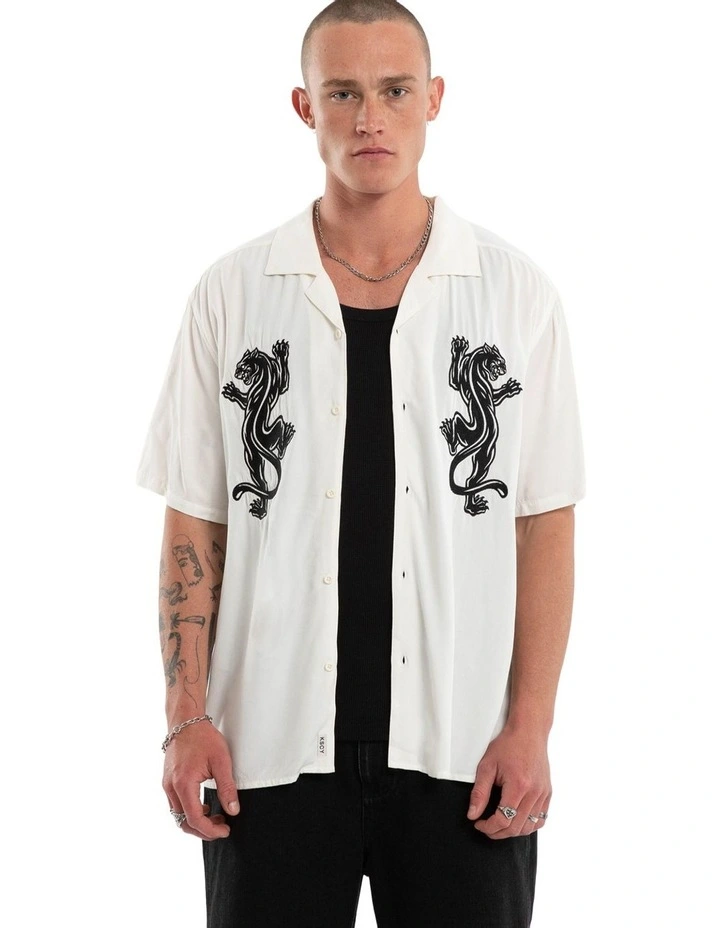 Risen Button Up Short Sleeve Shirt in Beige image 1