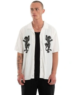 Risen Button Up Short Sleeve Shirt in Beige