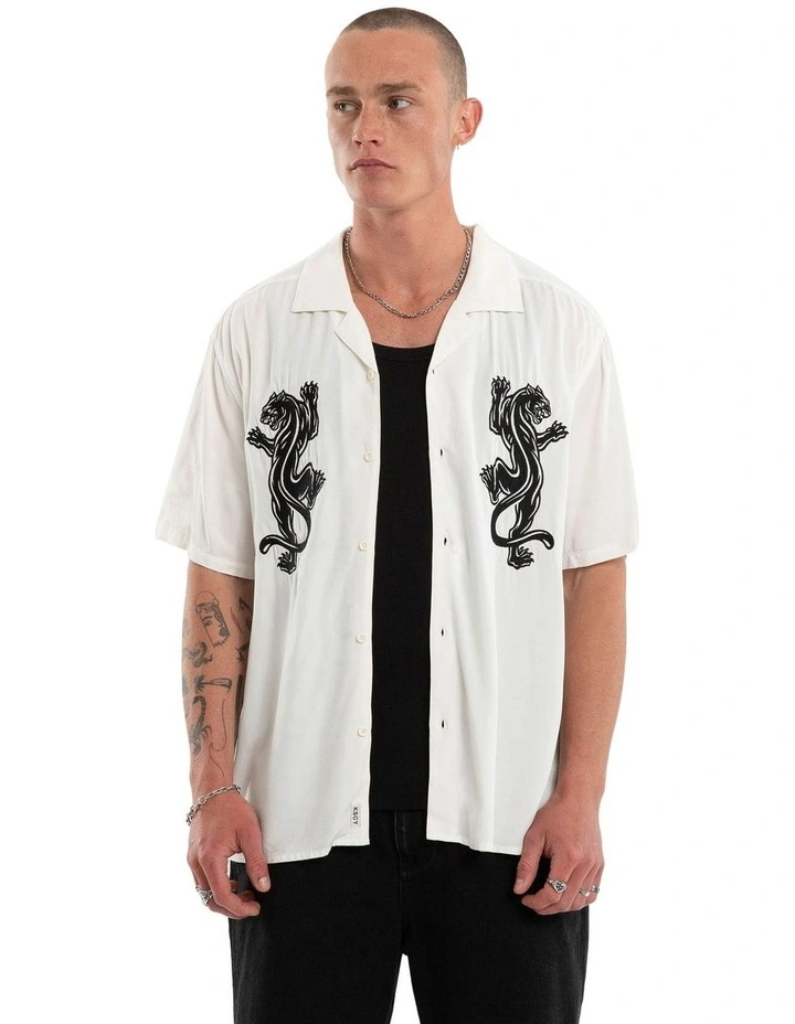 Risen Button Up Short Sleeve Shirt in Beige image 1