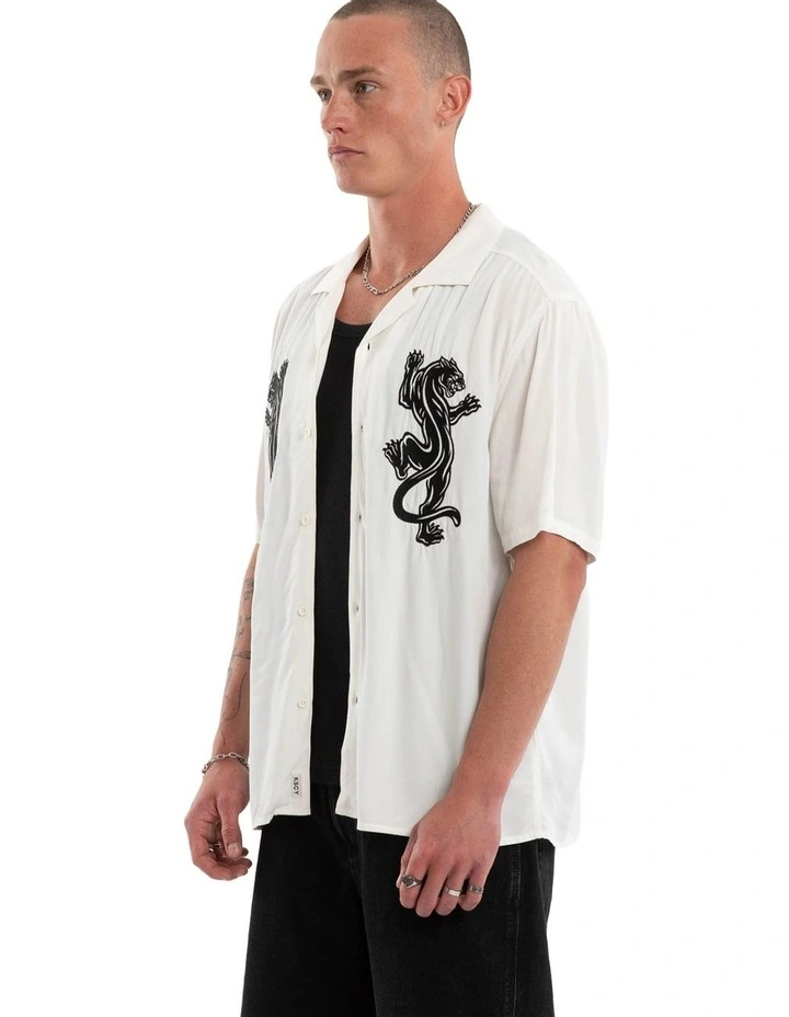 Risen Button Up Short Sleeve Shirt in Beige image 3