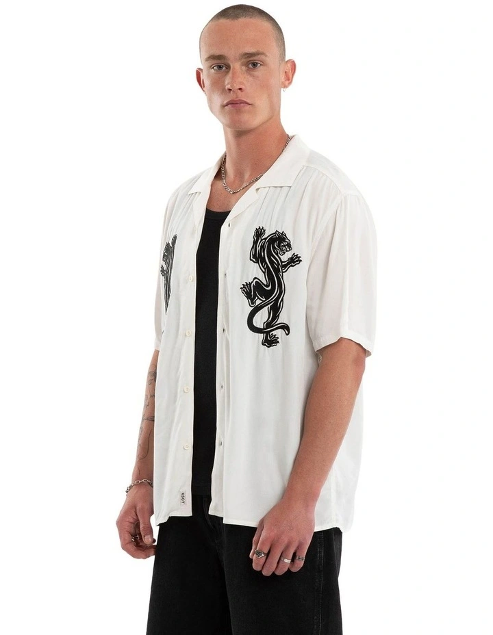 Risen Button Up Short Sleeve Shirt in Beige image 3