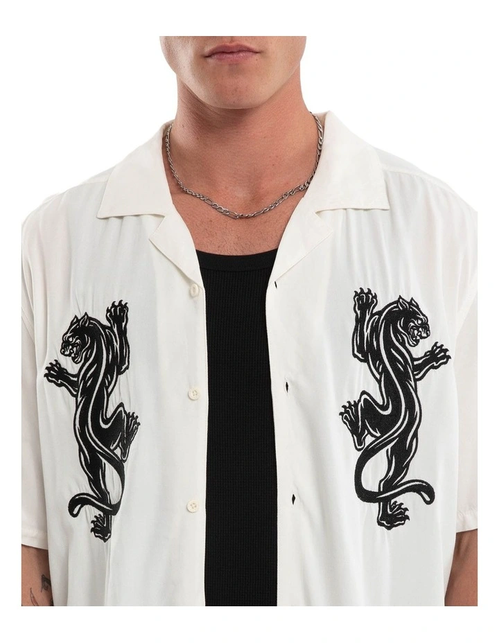 Risen Button Up Short Sleeve Shirt in Beige image 4