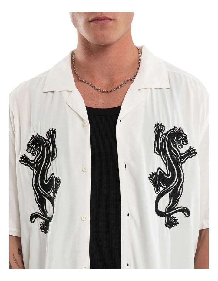 Risen Button Up Short Sleeve Shirt in Beige image 4