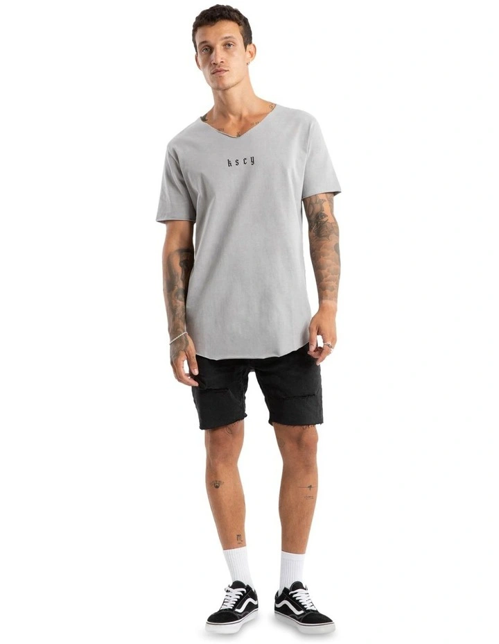 Made Of Iron Raw Neck Tee in Grey image 5