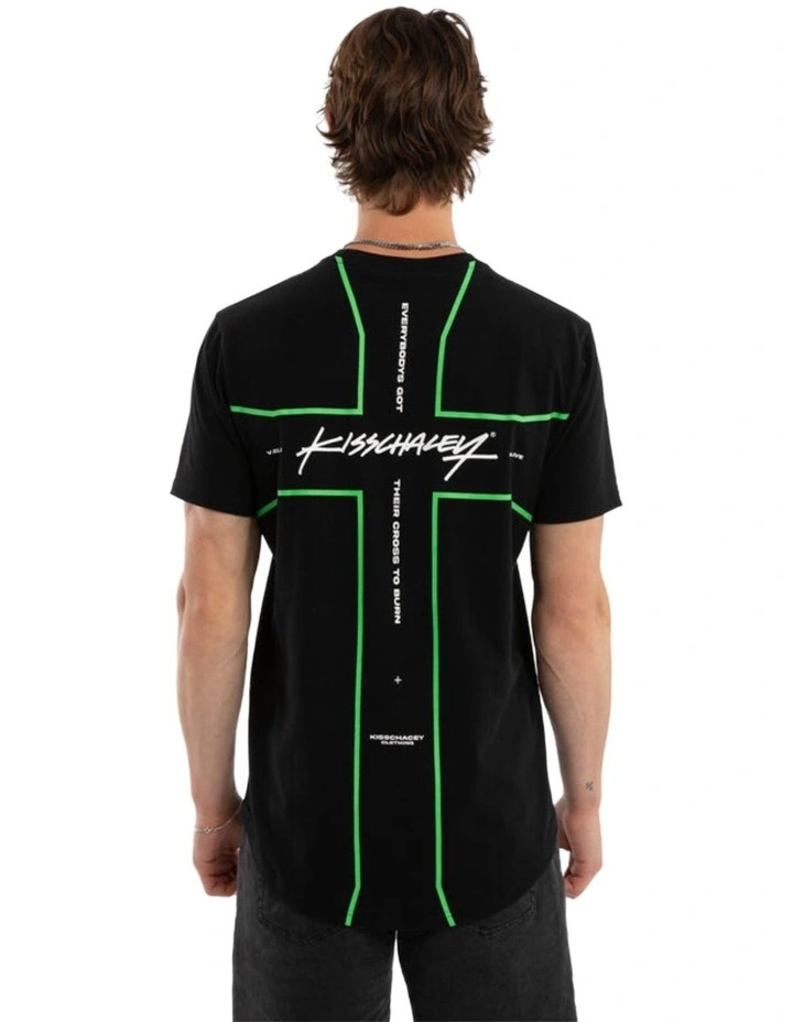 Crossover Dual Curved Tee in Black image 1
