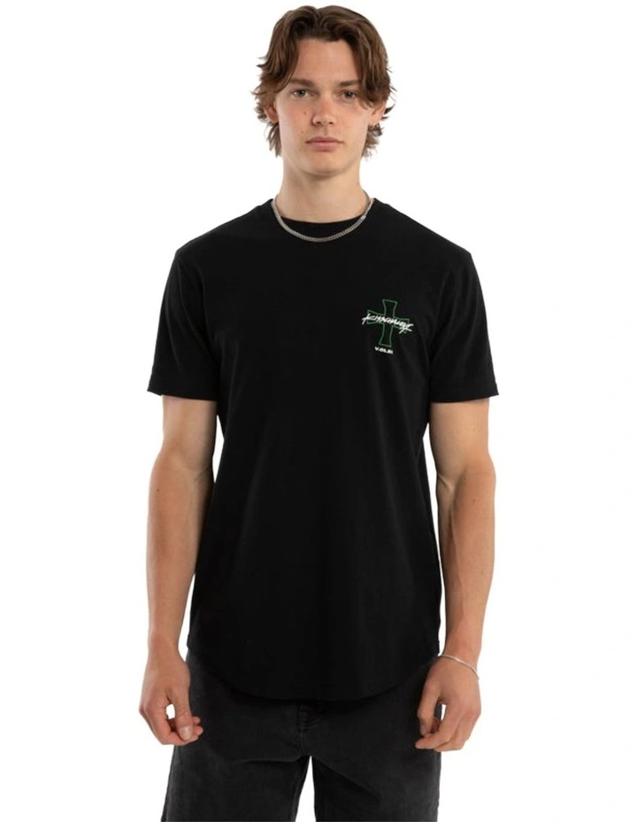 Crossover Dual Curved Tee in Black image 2