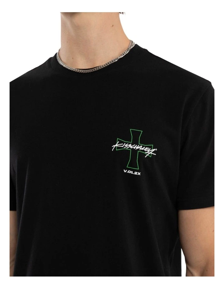 Crossover Dual Curved Tee in Black image 3