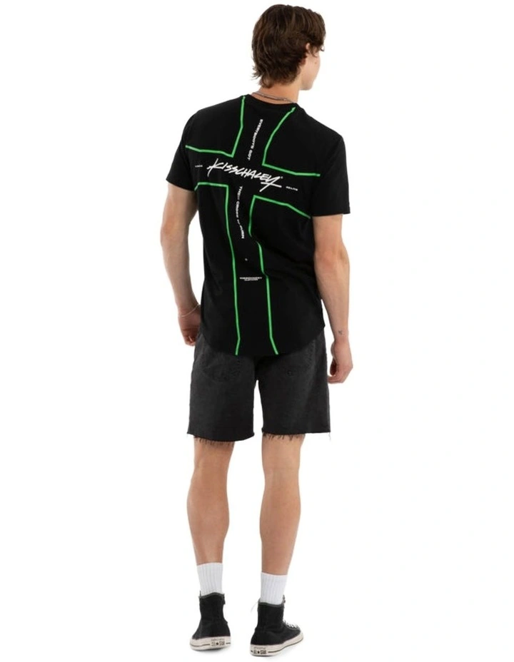 Crossover Dual Curved Tee in Black image 4