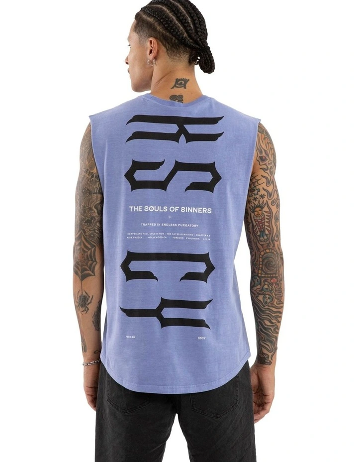 Trapped Dual Curved Muscle Tank in Blue image 2