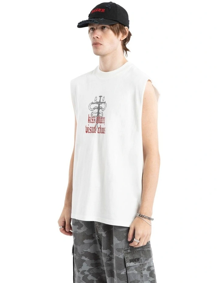 Pray Soul Street Muscle Tank in White image 3