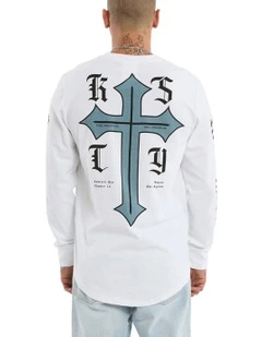 Venom Dual Curved Long Sleeve Tee in White