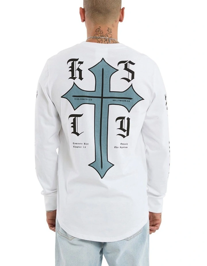 Venom Dual Curved Long Sleeve Tee in White image 1
