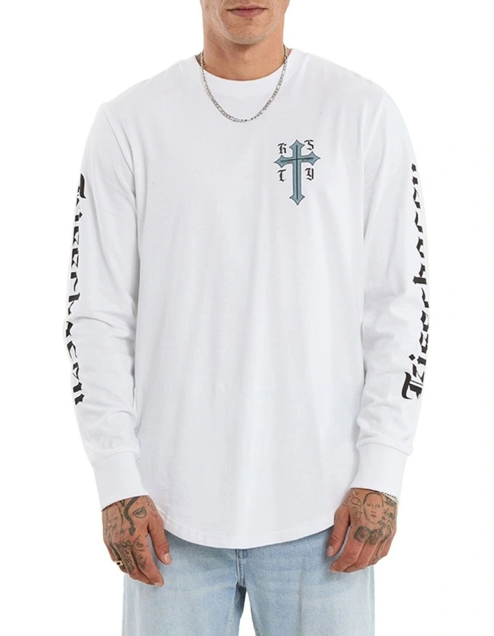 Venom Dual Curved Long Sleeve Tee in White image 4