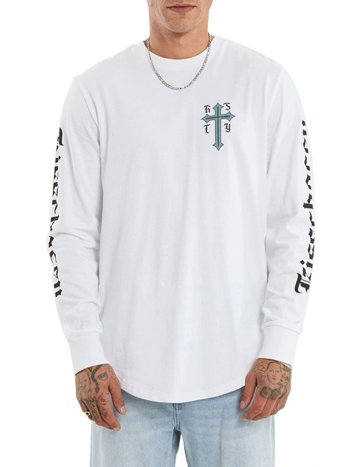 Venom Dual Curved Long Sleeve Tee in White image 3