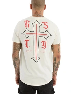 Almighty Dual Curved Tee in Beige