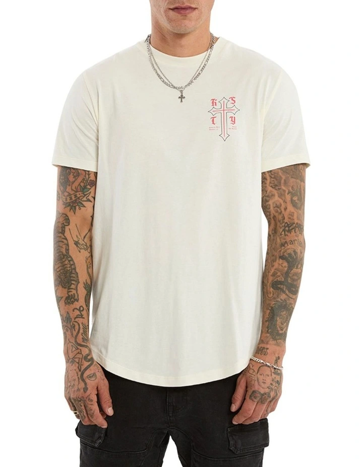Almighty Dual Curved Tee in Beige image 3