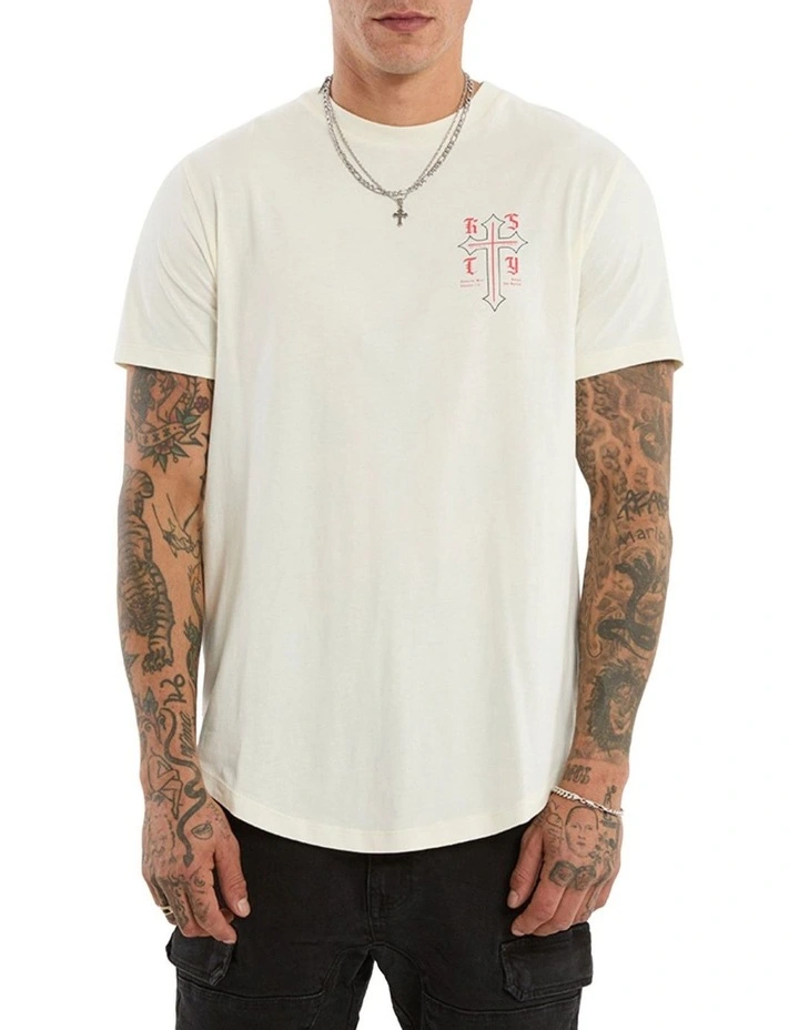 Almighty Dual Curved Tee in Beige image 4