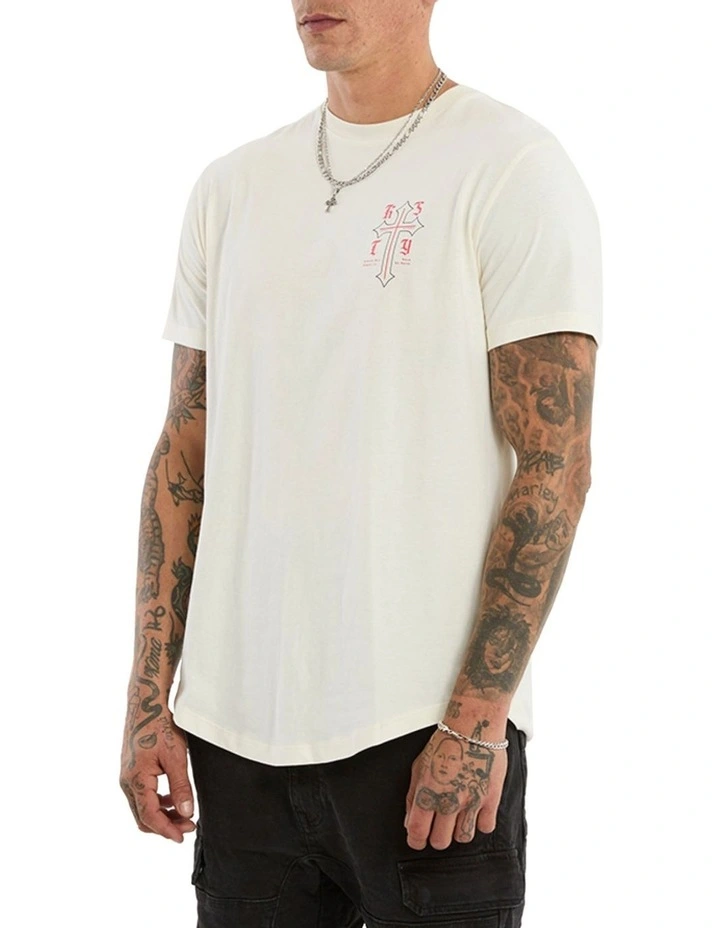 Almighty Dual Curved Tee in Beige image 6