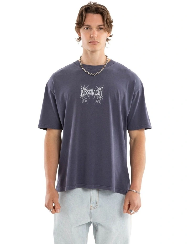 Revolt Box Fit Tee in Blue image 1