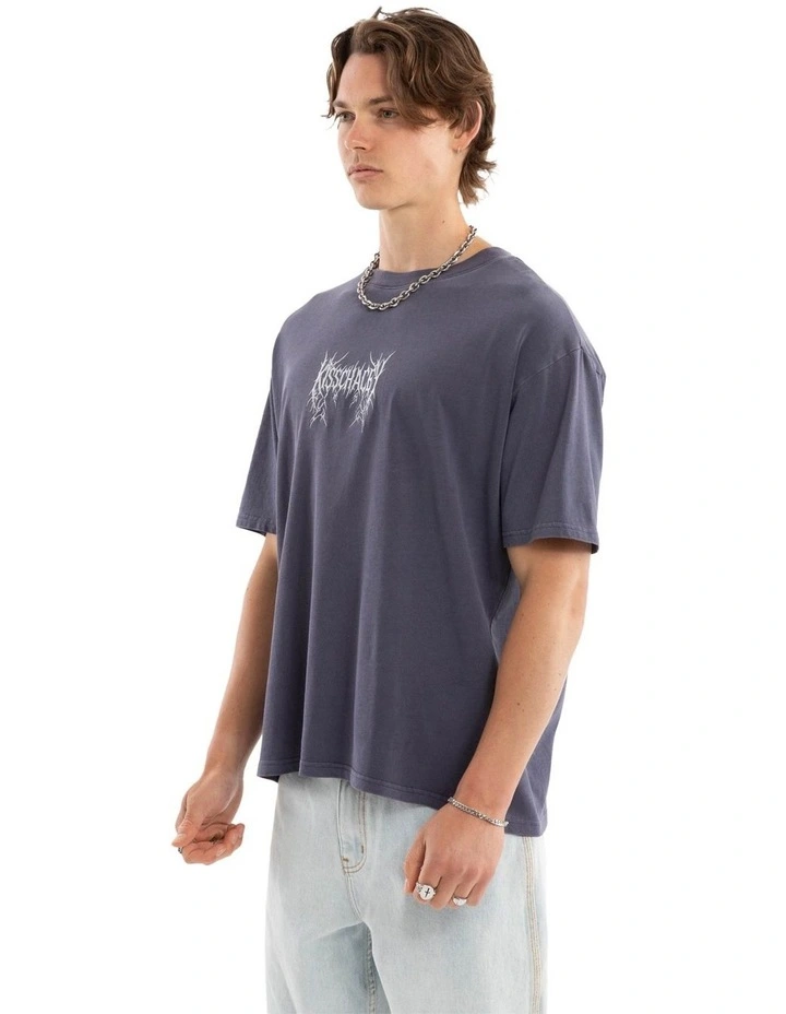 Revolt Box Fit Tee in Blue image 3