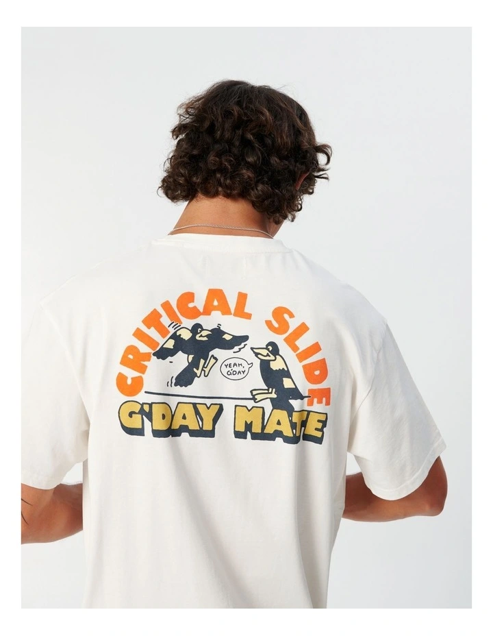 Gday Mate Tee in Vintage White image 4