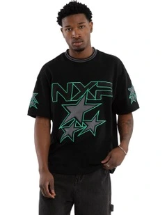 Glitches Loopback Raptor Tee in Black