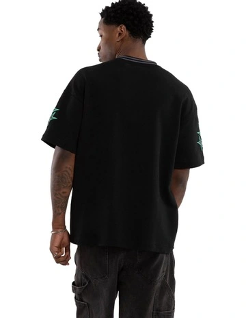 Glitches Loopback Raptor Tee in Black