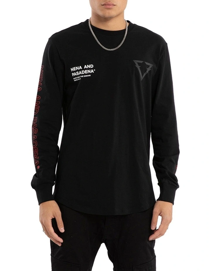 Unite Dual Curved Long Sleeve Tee in Black image 2