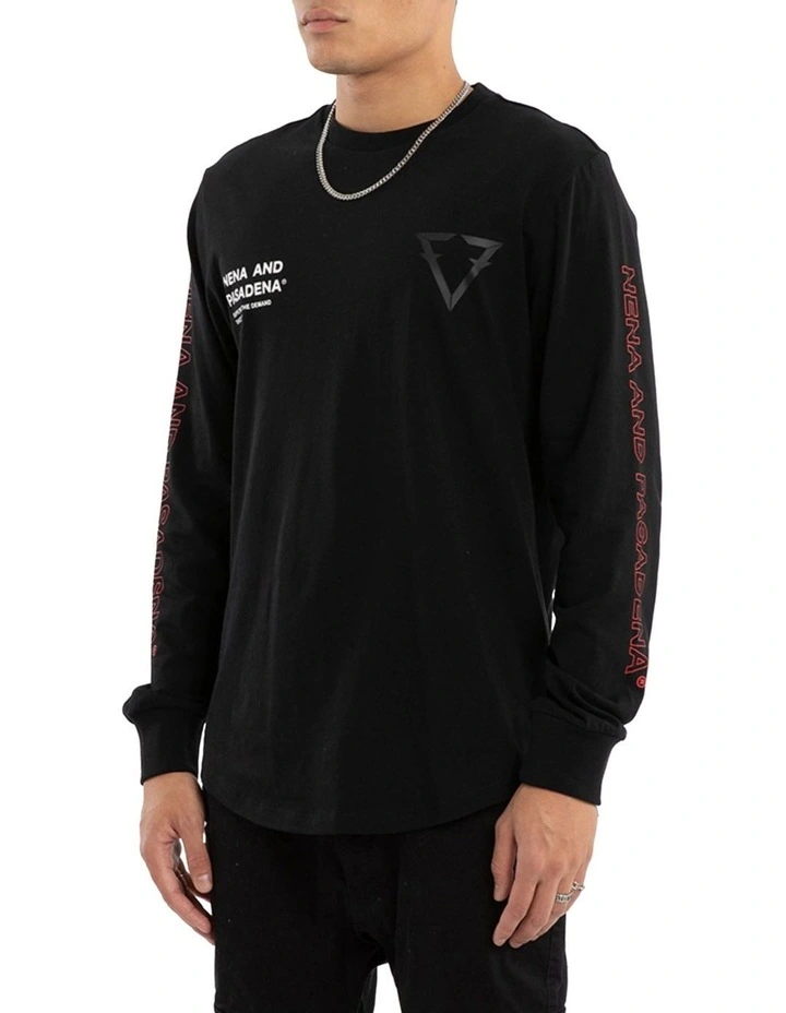 Unite Dual Curved Long Sleeve Tee in Black image 3