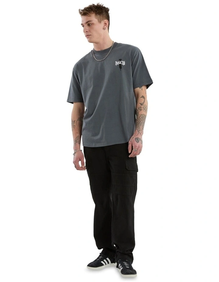 Villain Box Fit Scoop Tee in Grey image 6