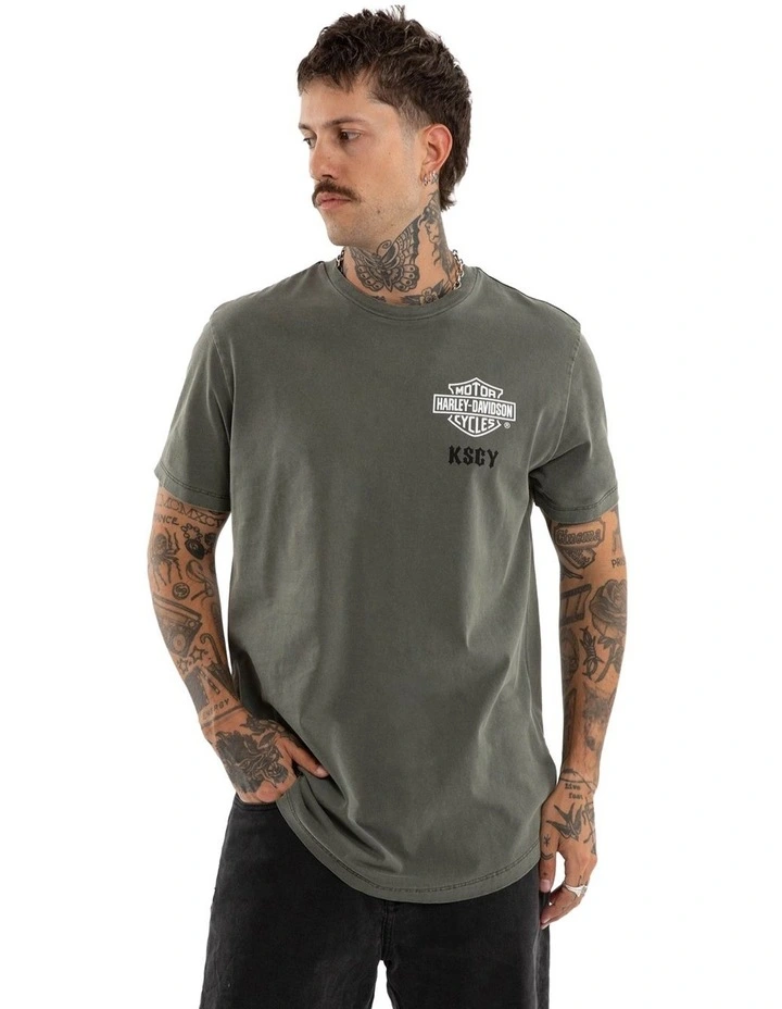 Harley Davidson Michigan Dual Curved Tee in Green image 2