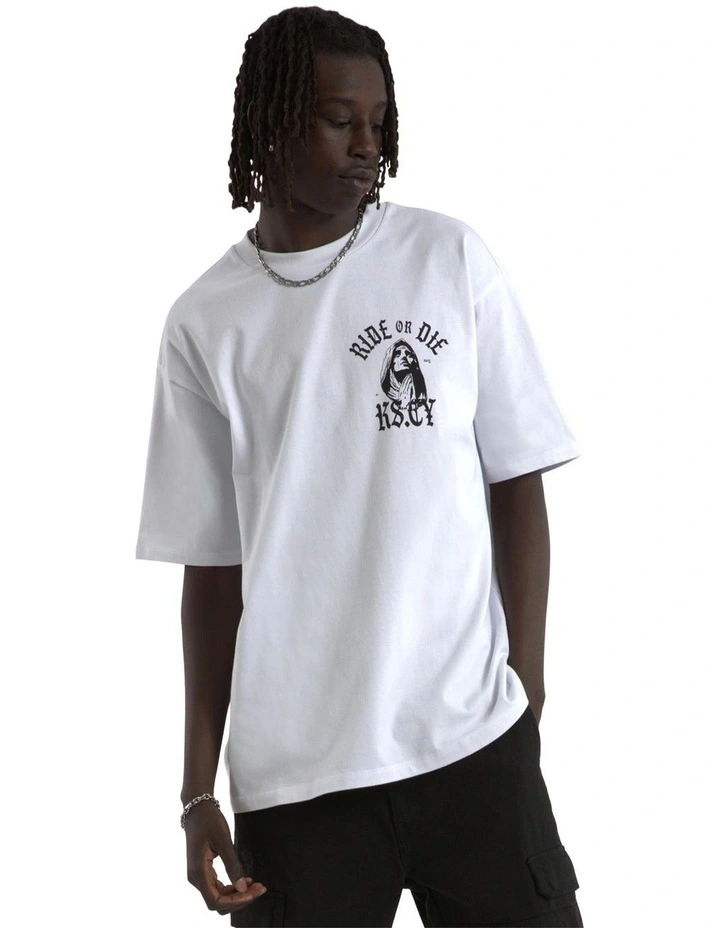 Saint Box Fit Tee in White image 4