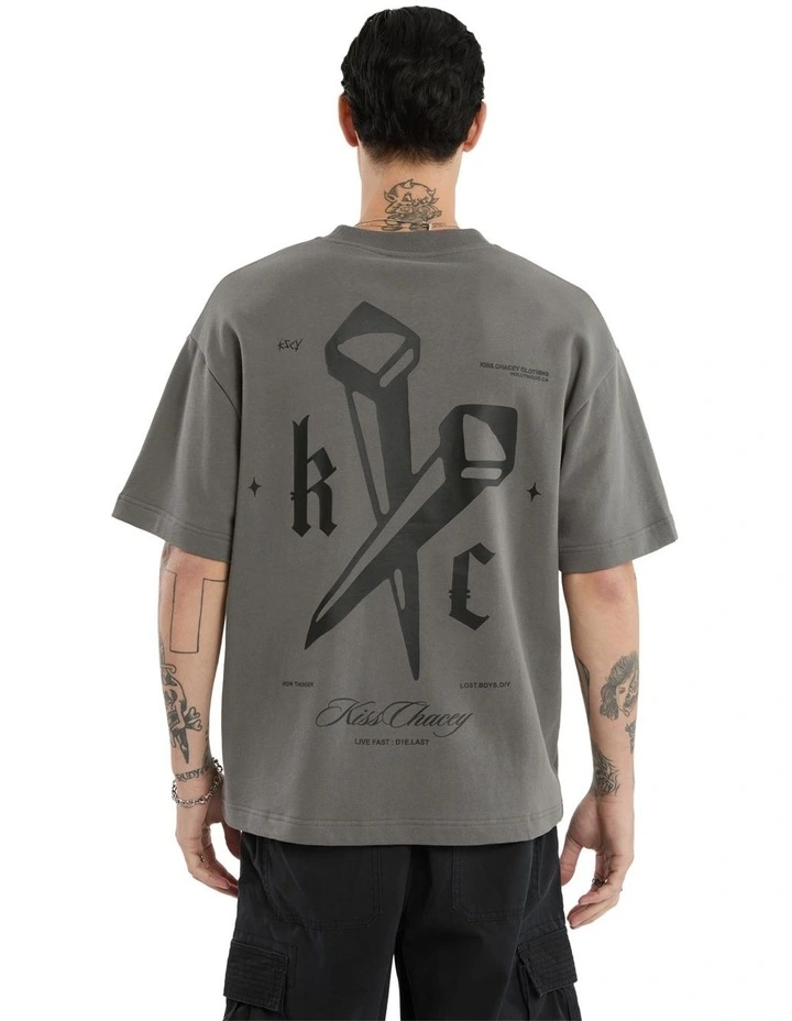 Nailed Loopback Street Tee in Charcoal image 1
