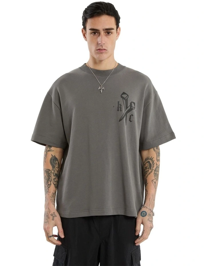 Nailed Loopback Street Tee in Charcoal image 2