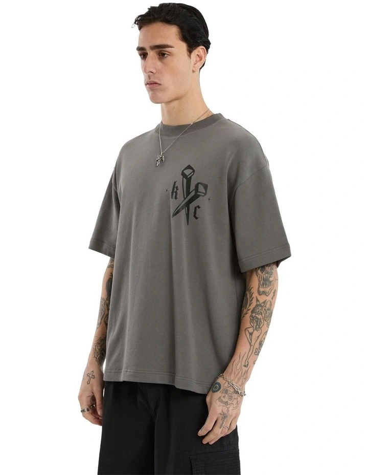 Nailed Loopback Street Tee in Charcoal image 3